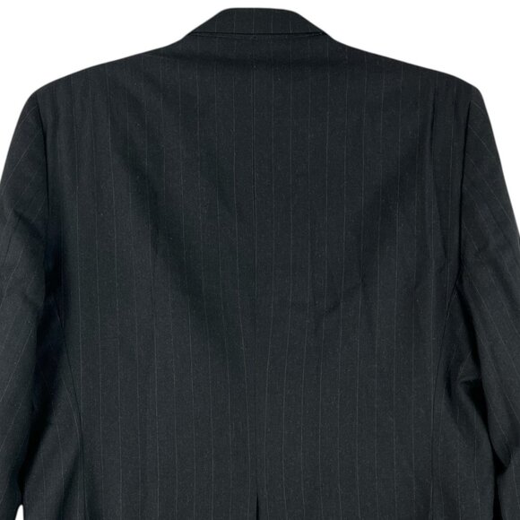 Wall Street Men's 100% Pure Wool Navy Blazer Sport Coat Size 42R Striped - Picture 4 of 12